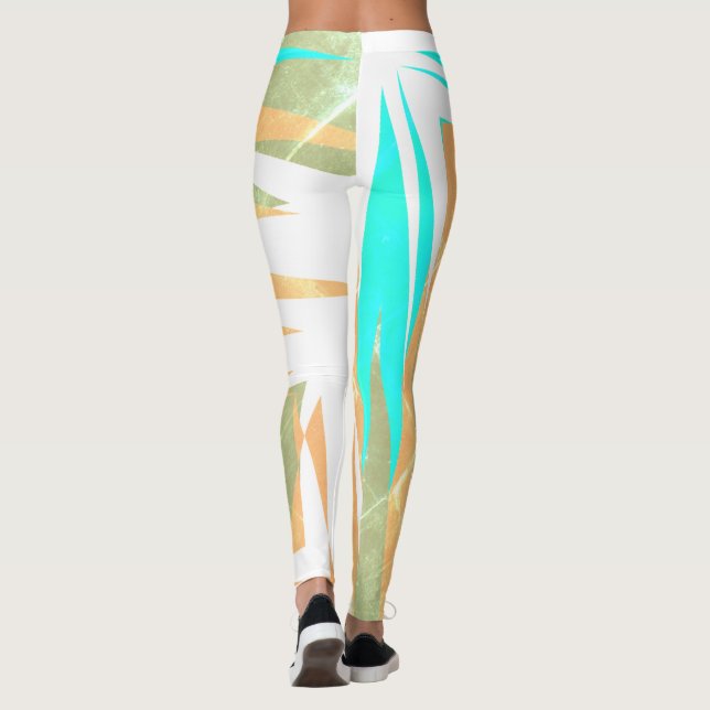 Leggings Funky Resumen Art Pastel Turquoise White (Reverso)