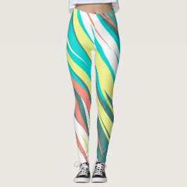 Leggings Funky Resumen Art Pastel Turquoise White