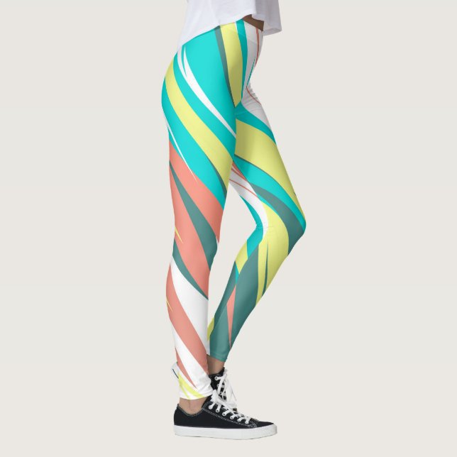 Leggings Funky Resumen Art Pastel Turquoise White (Derecha)