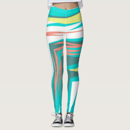 Leggings Funky Resumen Art Pastel Turquoise White