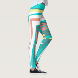 Leggings Funky Resumen Art Pastel Turquoise White