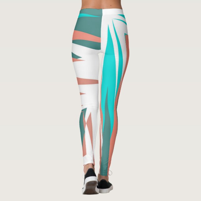 Leggings Funky Resumen Art Pastel Turquoise White (Reverso)