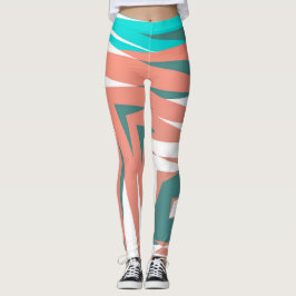 Leggings Funky Resumen Art Pastel Turquoise White