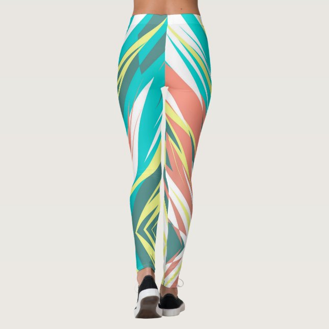 Leggings Funky Resumen Art Pastel Turquoise White (Reverso)
