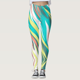 Leggings Funky Resumen Art Pastel Turquoise White