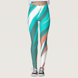Leggings Funky Resumen Art Pastel Turquoise White