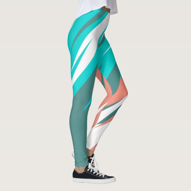 Leggings Funky Resumen Art Pastel Turquoise White (Derecha)