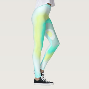 Leggings Funky Resumen Arte Amarillo Turquesa Pastel Tema