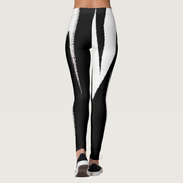 Leggings Funky Resumen Arte Blanco Negro (Reverso)