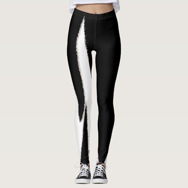 Leggings Funky Resumen Arte Blanco Negro (Anverso)