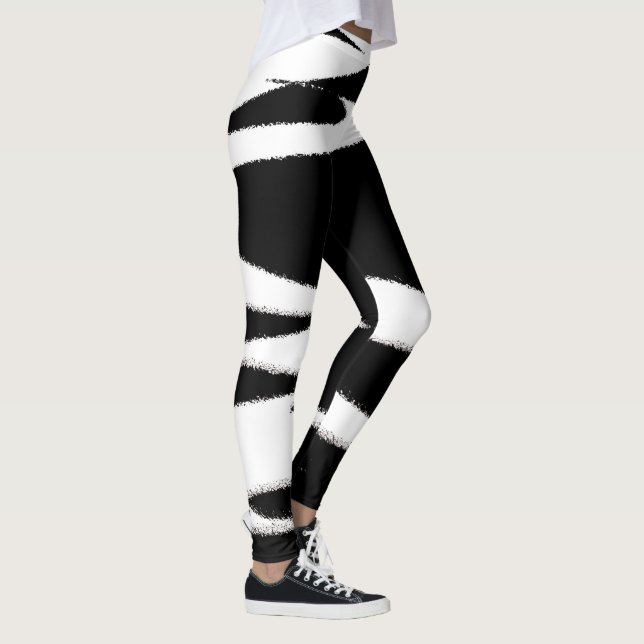 Leggings Funky Resumen Arte Blanco Negro (Derecha)