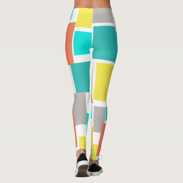 Leggings Funky Resumen Arte Pastel Turquoise Amarillo (Reverso)