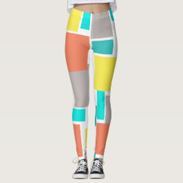 Leggings Funky Resumen Arte Pastel Turquoise Amarillo