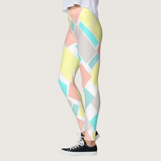 Leggings Funky Resumen Arte Pastel Turquoise Amarillo (Izquierda)