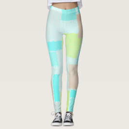 Leggings Funky Resumen Arte Pastel Turquoise Amarillo