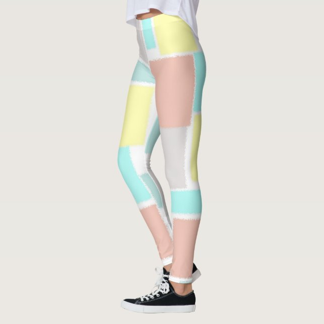 Leggings Funky Resumen Arte Pastel Turquoise Amarillo (Izquierda)