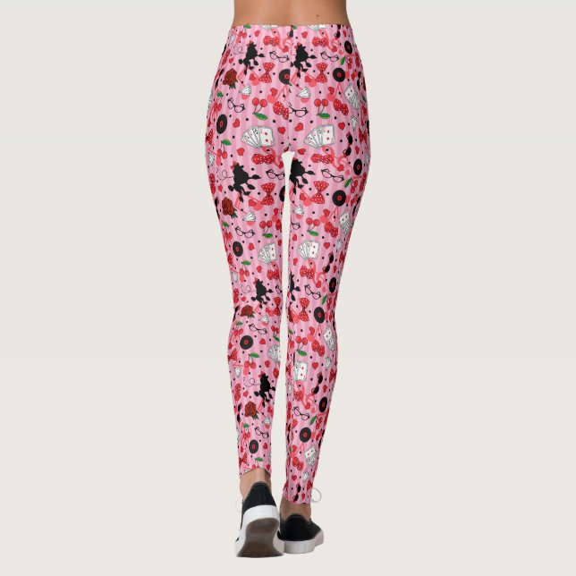 Leggings Funky Rockabilly Poodles y cerezas Sock Hop (Reverso)