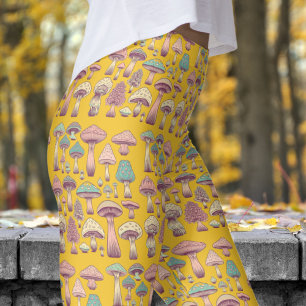 Leggings Funky Saffron Naranja Wild Sh'rooms Pattern