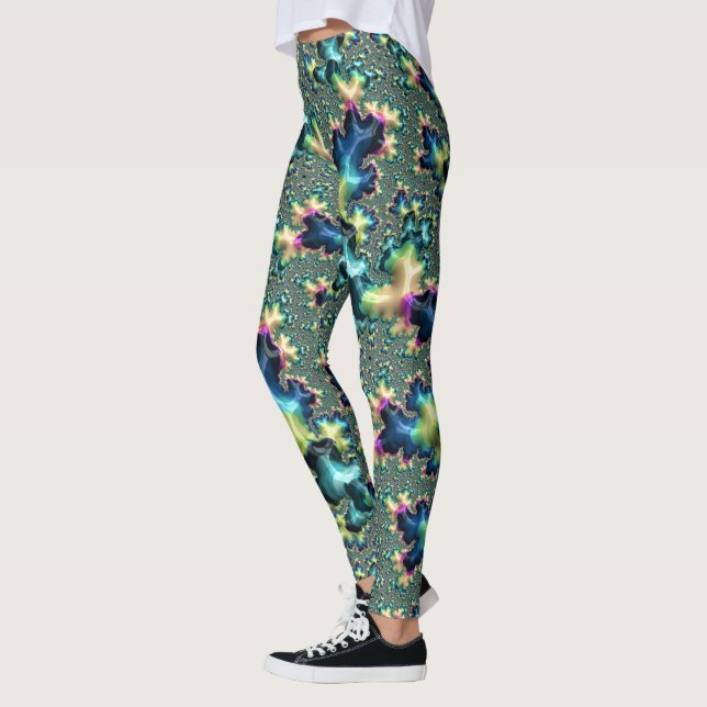 Leggings Funky Trippy Ecléctico Boho Hippie Resumen fractal (Izquierda)