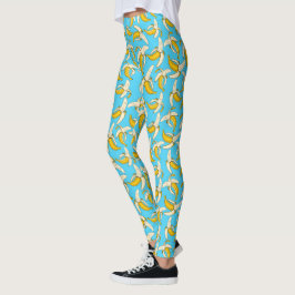Leggings Funky Tropical Banana Print Trendy Fruit Pattern