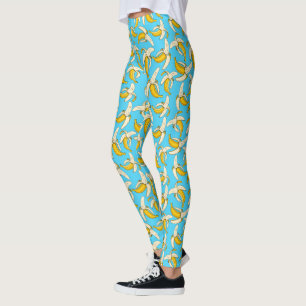 Leggings Funky Tropical Banana Print Trendy Fruit Pattern
