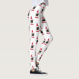 Leggings Funny Black Pug Santa Hat Navidades