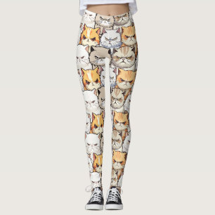 Leggings Funny Colorido Moody Cats Patrón mascota de gatito