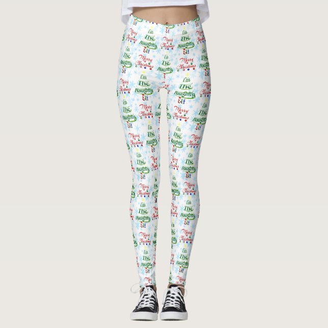 Leggings Funny Feliz Navidad navideña Naughty Elf (Anverso)