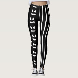 Leggings Funny Halloween Scary Calabaza Cara Blanco Negro
