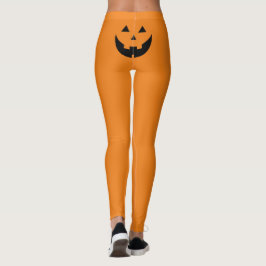 Leggings Funny naranja Jack o lantern calabaza cara Hallowe