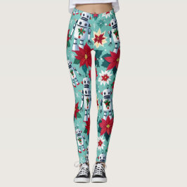 Leggings Funny Navidades retro Robots Mint Green y Red