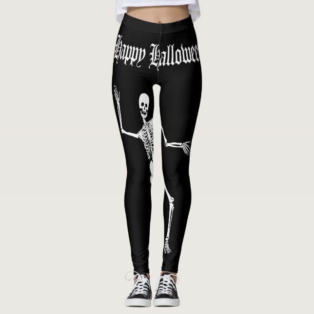 Leggings Funny Scary Skeleton Happy Halloween (Anverso)