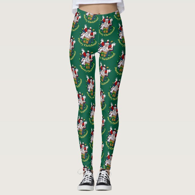 Leggings Funny Snowman Merry Christmas Surprise Cartoon (Anverso)