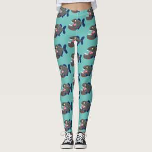 Leggings Furioso ilustracion personalizado de piranha