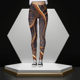 Leggings Fusión de banda: Piernas geométricas de color marr