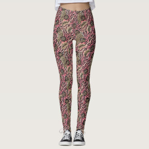 Leggings Fusión de impresión de animales rosados - Patrón s