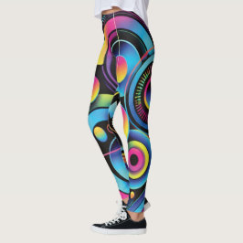 Leggings Futurista Abstracto de Neón para Mujeres