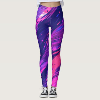 Leggings 🎨 Futuristic Abstract Purple & Blue Pattern - Bol