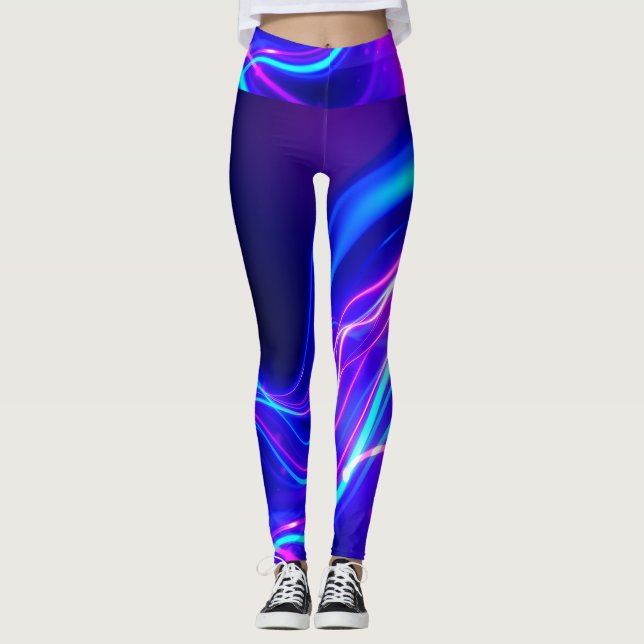 Leggings Futuristic Neon Liquid Waves – Electric Energy Flo (Anverso)
