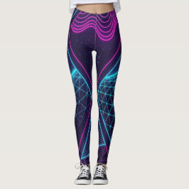 Leggings Futuristic Neon Waves Seamless Pattern for 