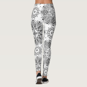 Leggings FuzzyFoxArt, negro y blanco