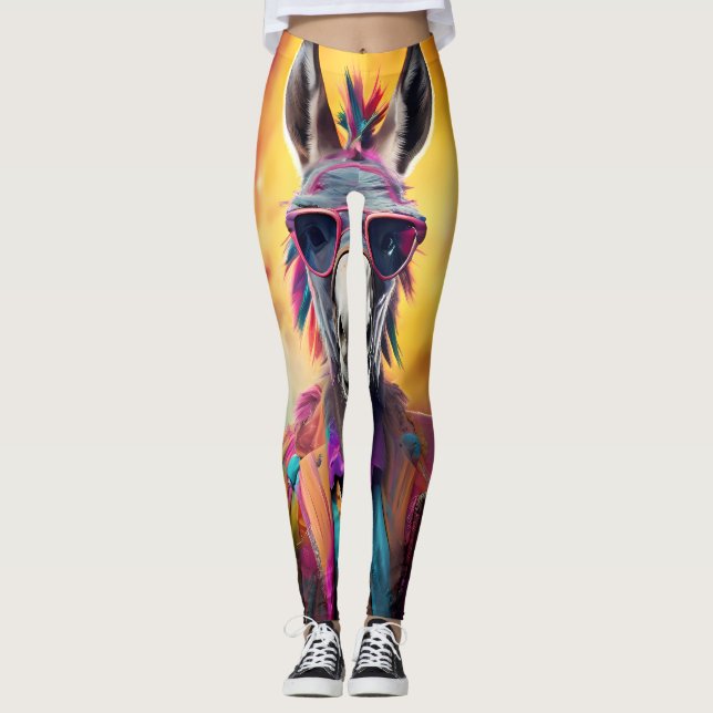 Leggings Gafas rosadas de burro, pelo arcoiris (Anverso)