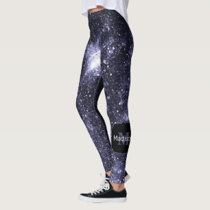 Leggings Galaxia abstracta violeta peri negra Monograma