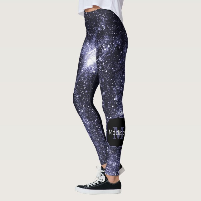 Leggings Galaxia abstracta violeta peri negra Monograma (Izquierda)