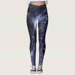 Leggings Galaxia abstracta violeta peri negra Monograma