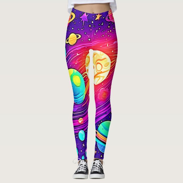 Leggings Galaxia arco iris: Diversión Personalizado (Anverso)