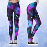 Leggings Galaxia azul y púrpura yoga neón<br><div class="desc">¡Un impresionante par de leggings o pantalones de yoga con mi hermoso diseño de galaxia azul y púrpura! Las pintas perfectas para practicar o hacer yoga y una gran idea de regalo de novedad para alguien a quien le gusta el espacio, la galaxia de la vía lechosa, las estrellas y...</div>