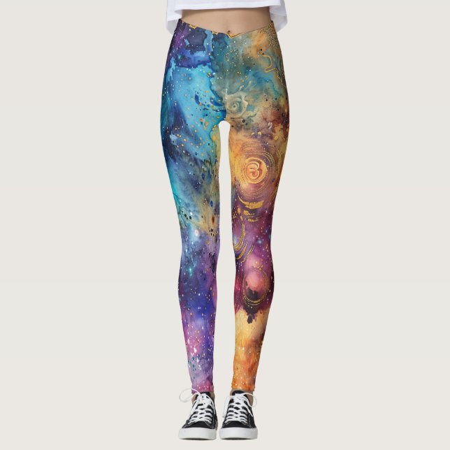 Leggings Galaxia colorida moderna Celestial (Anverso)