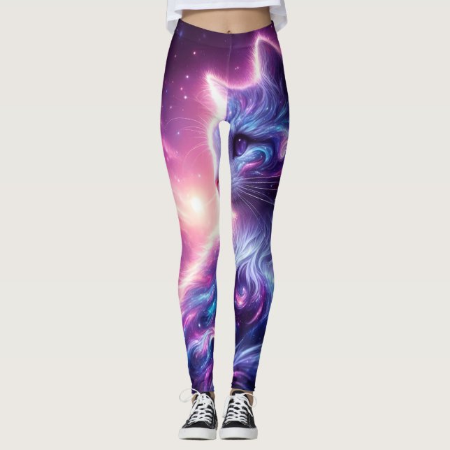 Leggings Galaxia Cósmica Felina Mística Celestial (Anverso)