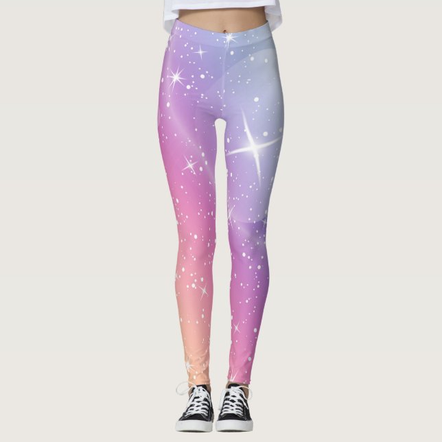 Leggings Galaxia de la Luna del Gradiente Púrpura Pastel St (Anverso)